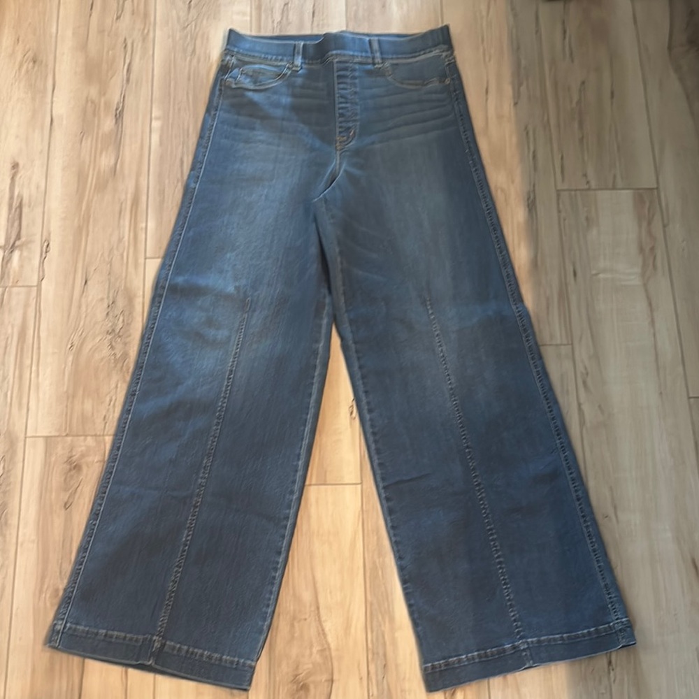 SPANX Blue Flare Wide Leg Jeans